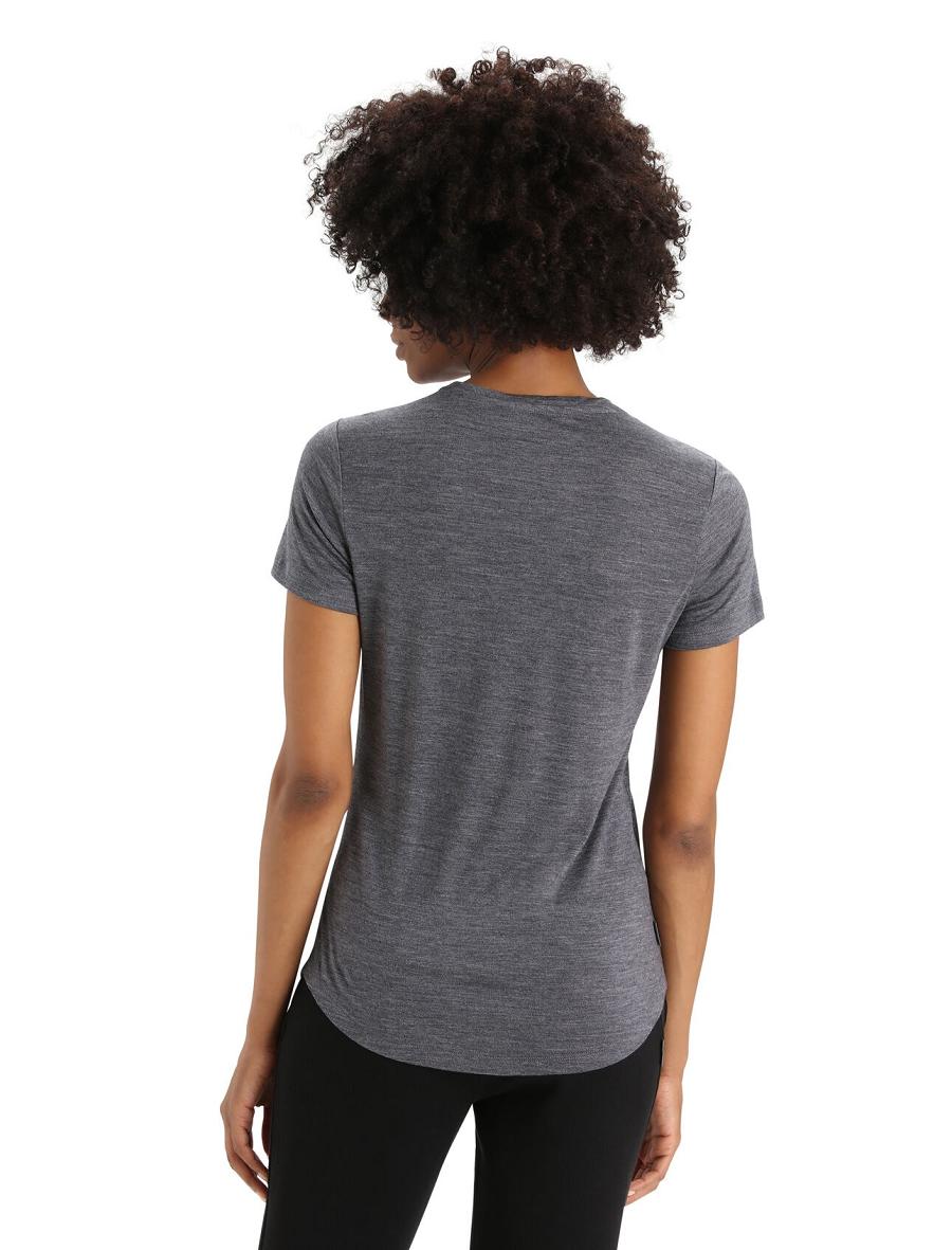 Women's Icebreaker Merino Sphere II Short Sleeve T Shirts Midnight Heather | CA 1379GSOL